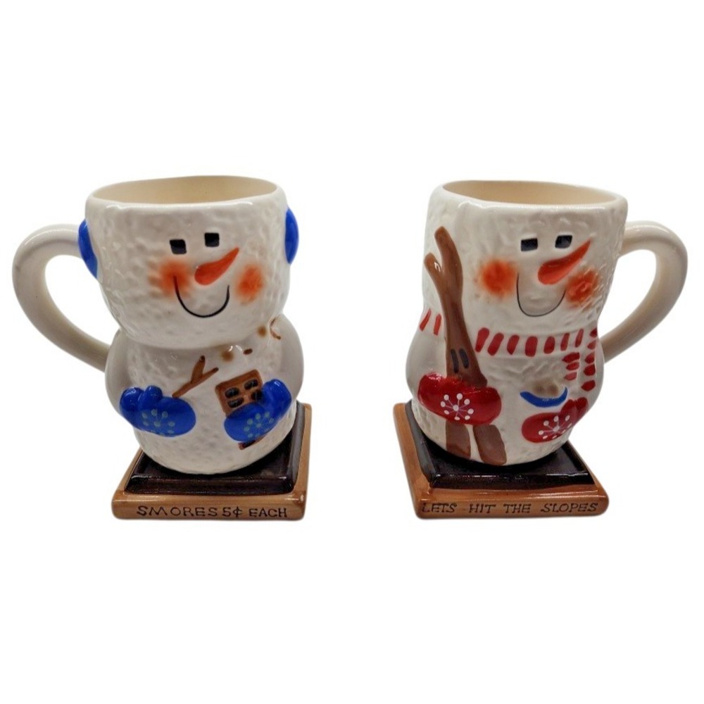 Vintage 2007 Bay Island SMORES & SLOPES Mugs- Hand Painted
